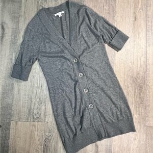 Banana Republic Cotton Wool Blend Long 4 Button Short Sleeve Cardigan